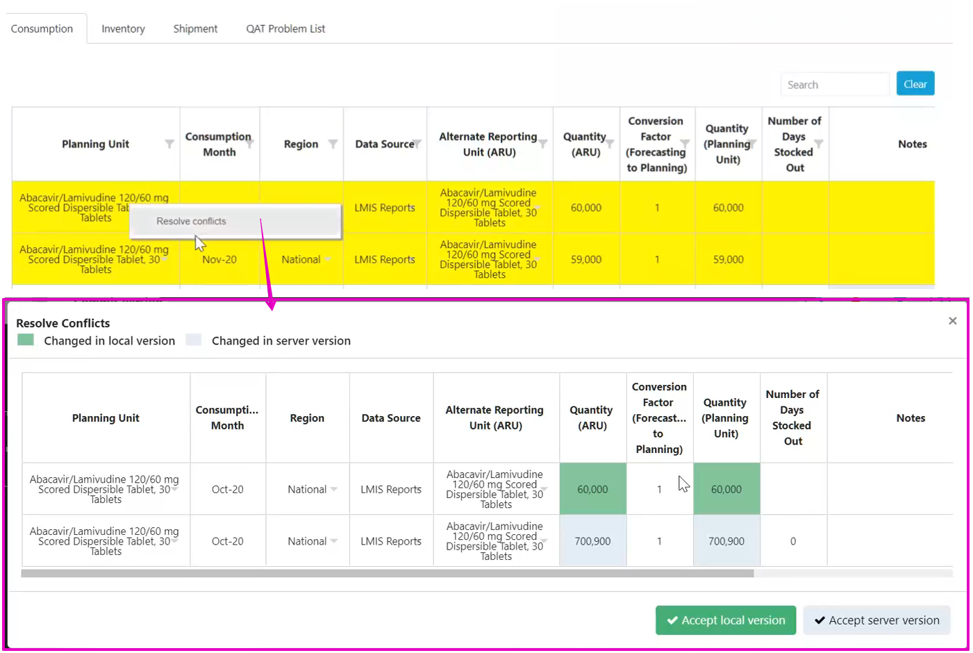 Resolving Conflict while uploading supply plan