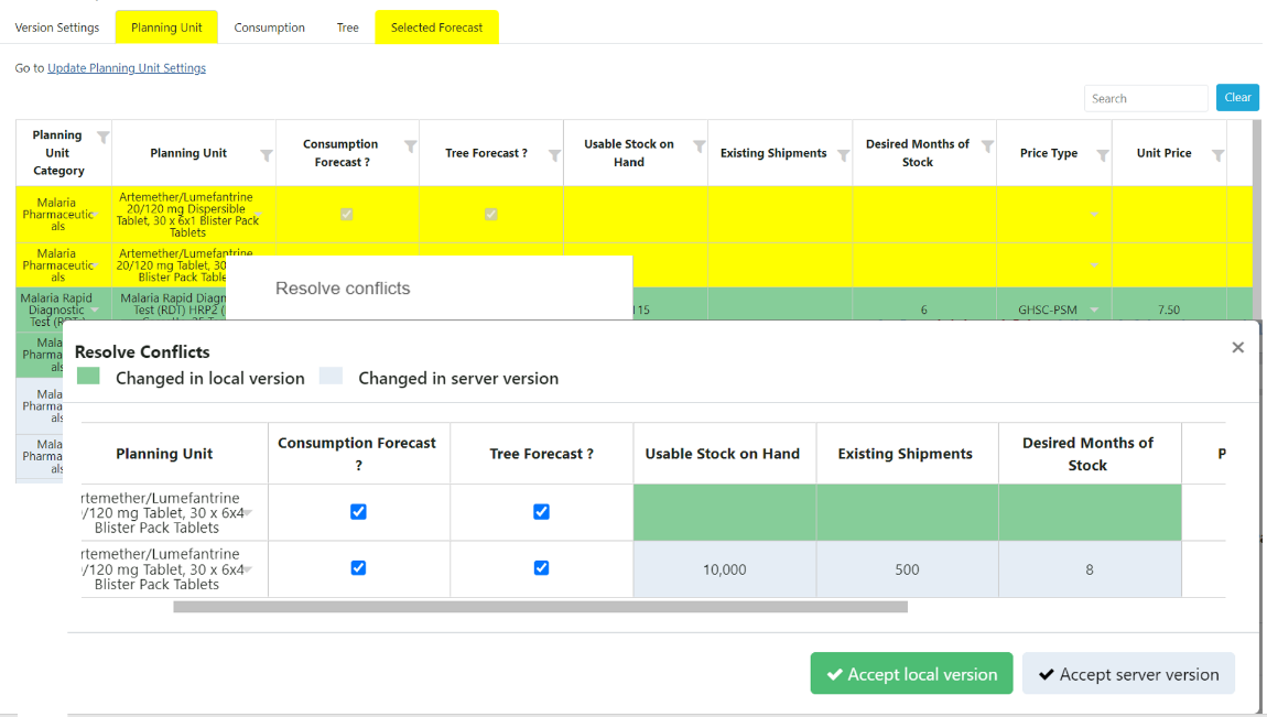 Resolving Conflict while uploading forecast