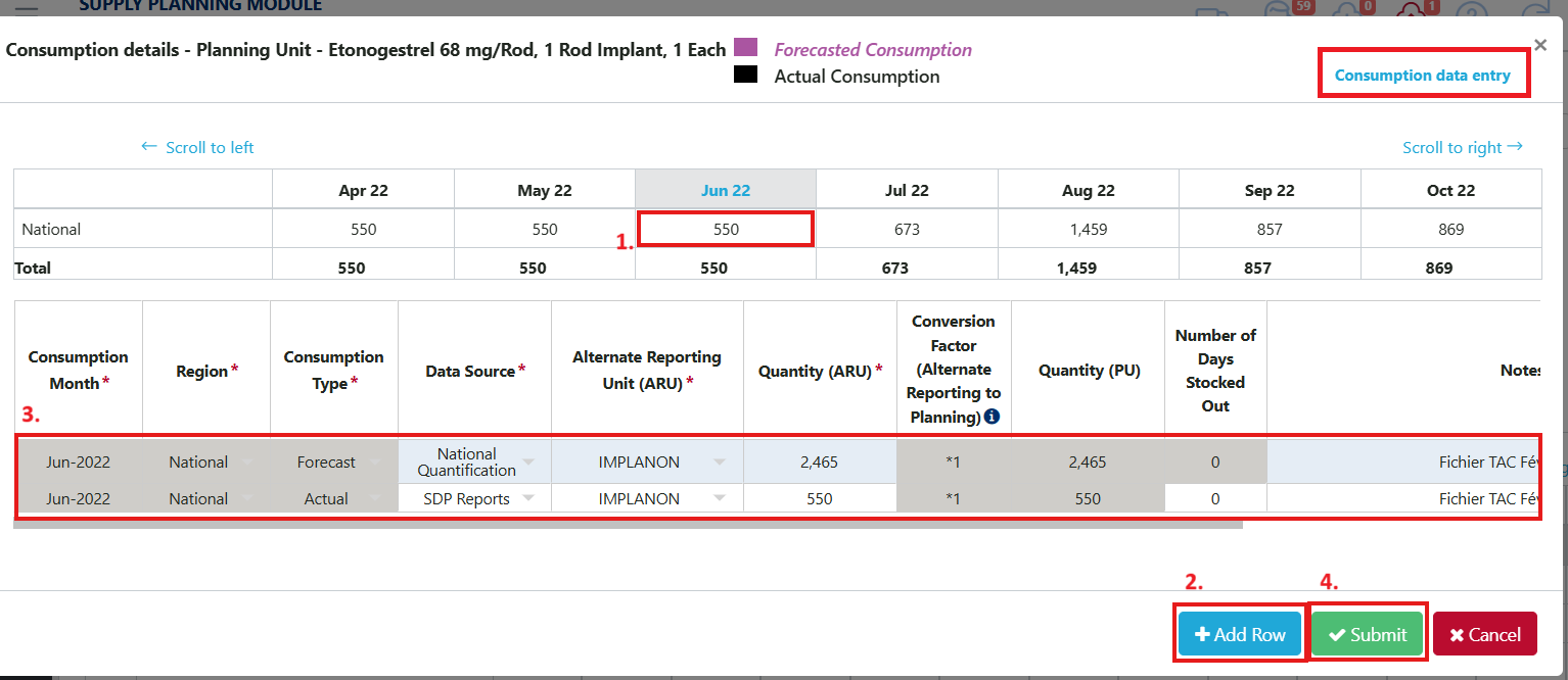 Consumption Details Dialog