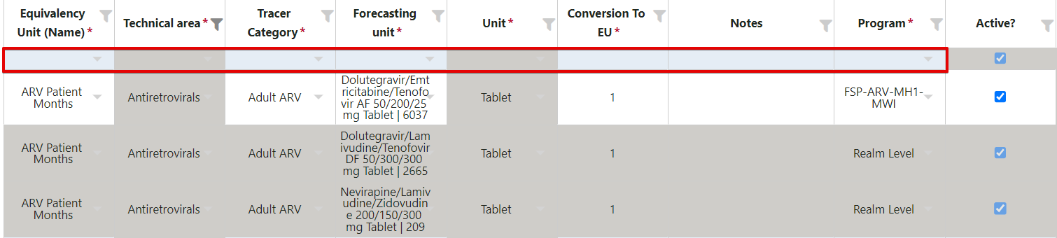Equivalency Unit Mappings Screen