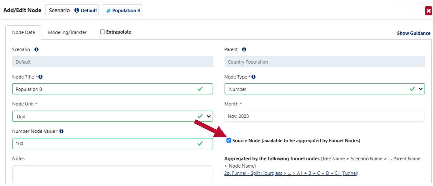Figure 175 Indicating source nodes