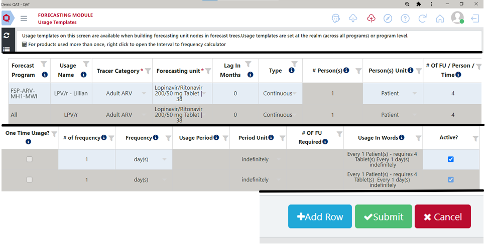 Figure 186: Managing Usage Templates