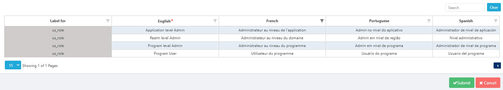 Database Language Translation Screen