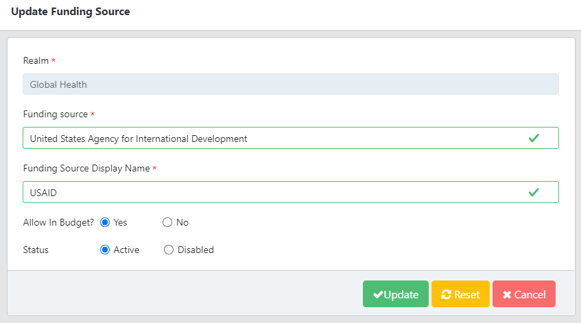 Adding a Funding Source