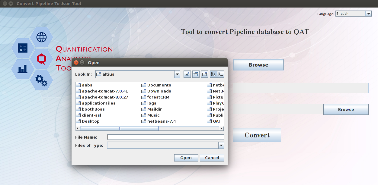 PipeLine Import Screen – Browse