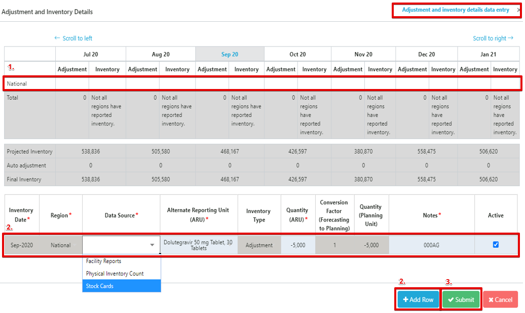 Adjustment and Inventory Details