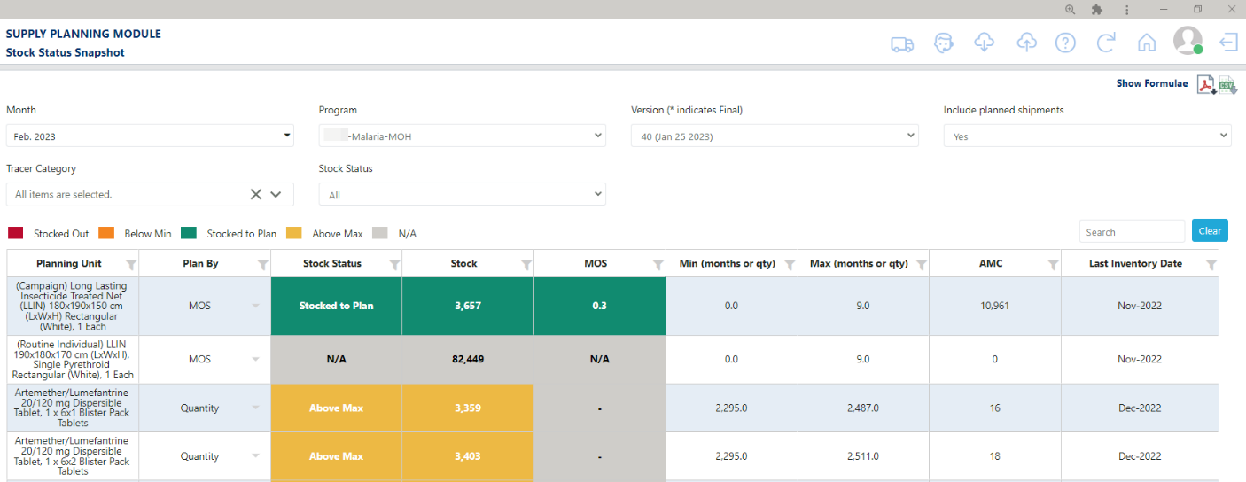 Figure 132: Stock Status Snapshot Report