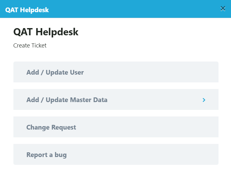 QAT Helpdesk Menu