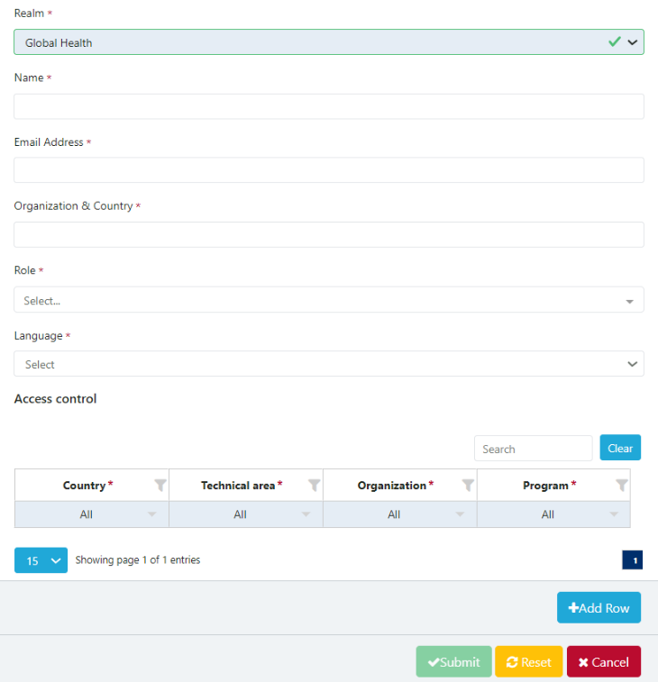 Add User Screen