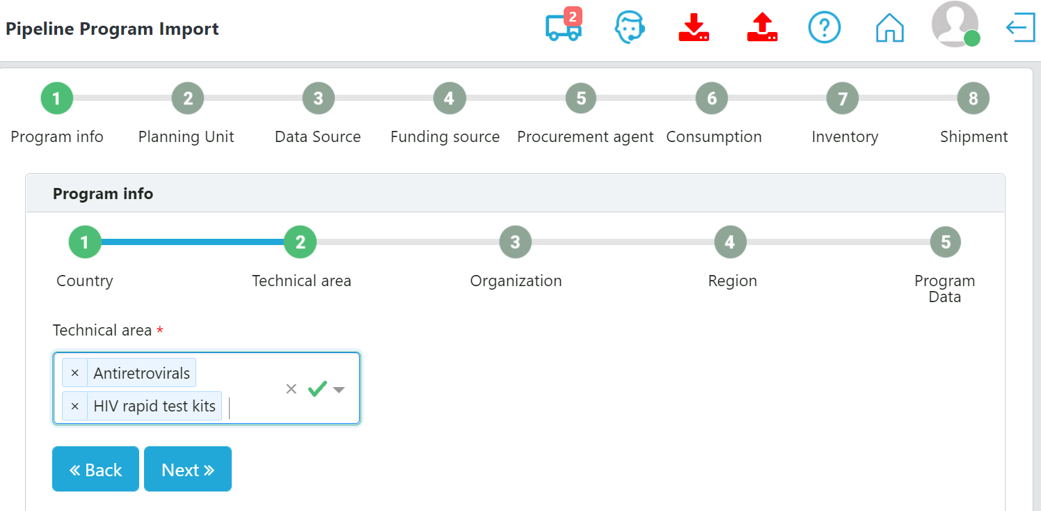 PipeLine program import, multiple technical areas