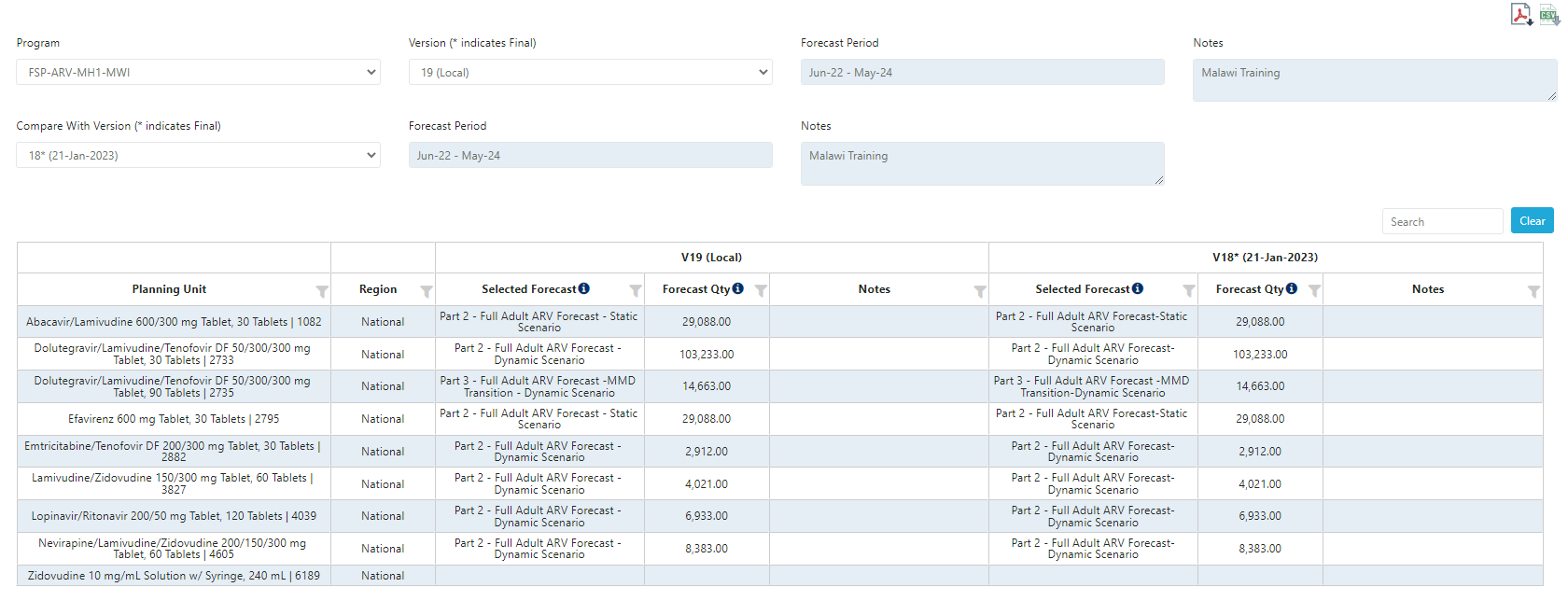 Version Comparison Interface