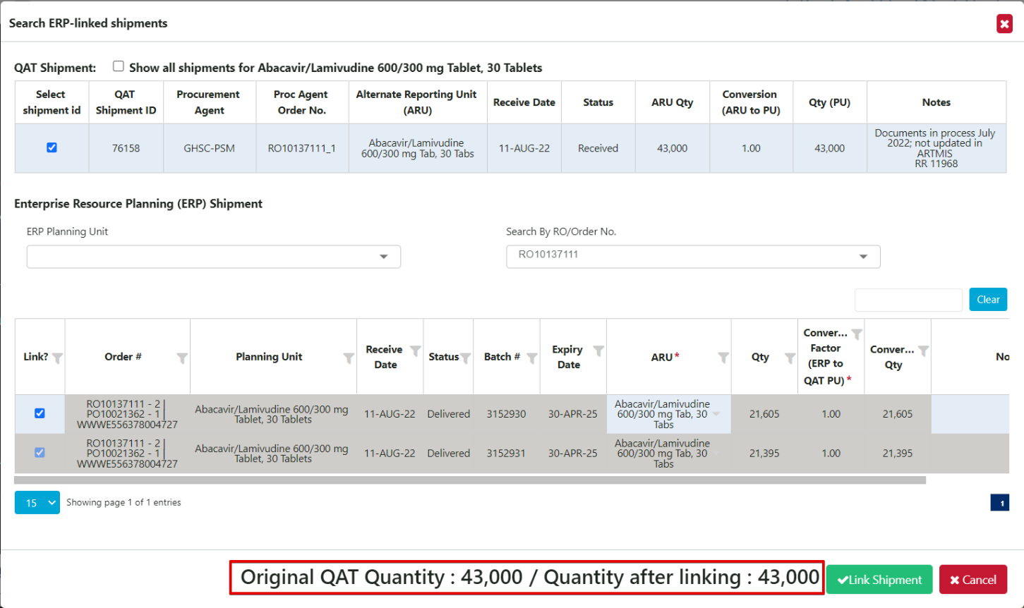 ERP Converted Quantity