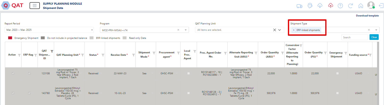 View ERP Shipments in Data Entry